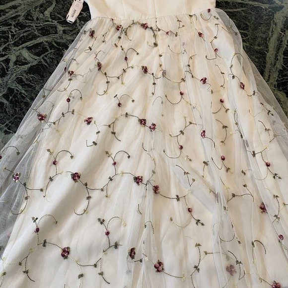 NWT Women's AQUA EMBROIDERED FLORAL PARTY DRESS white size S $128 - Picture 8 of 11
